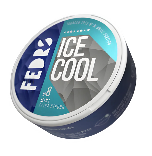 Fedrs Ice Cool Mint 8 slim nicotine pouch can with fresh mint flavor and 8mg nicotine strength