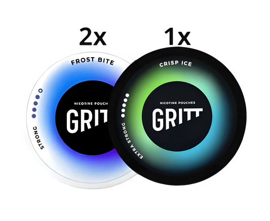 Gritt Winter Surge Mixpack slim nicotine pouches with menthol, berry, and mint flavors